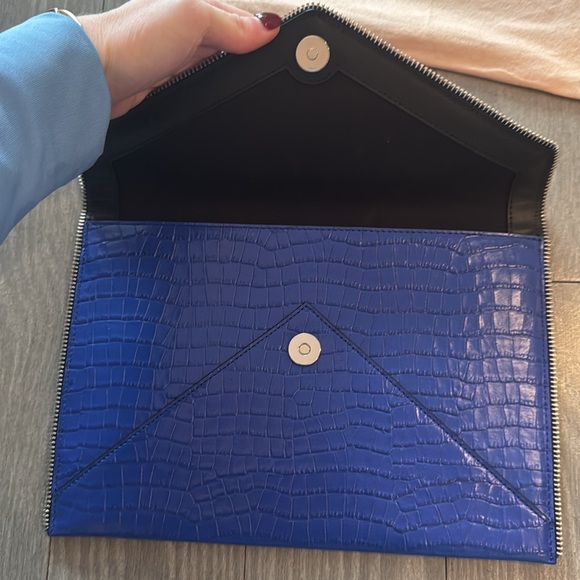 Rebecca Minkoff Blue Croc-Embossed Clutch - Picture 2 of 6